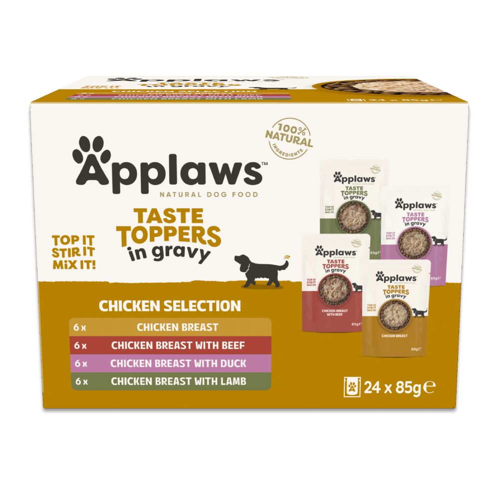 Applaws Taste Toppers Wet Dog Food Chicken Gravy Selection Pouches 24pk - 85g