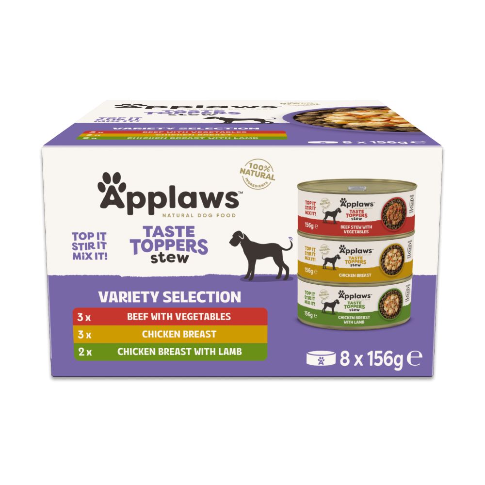 Applaws Taste Toppers Wet Dog Food Stew Variety Selection Tins 8pk - 156g