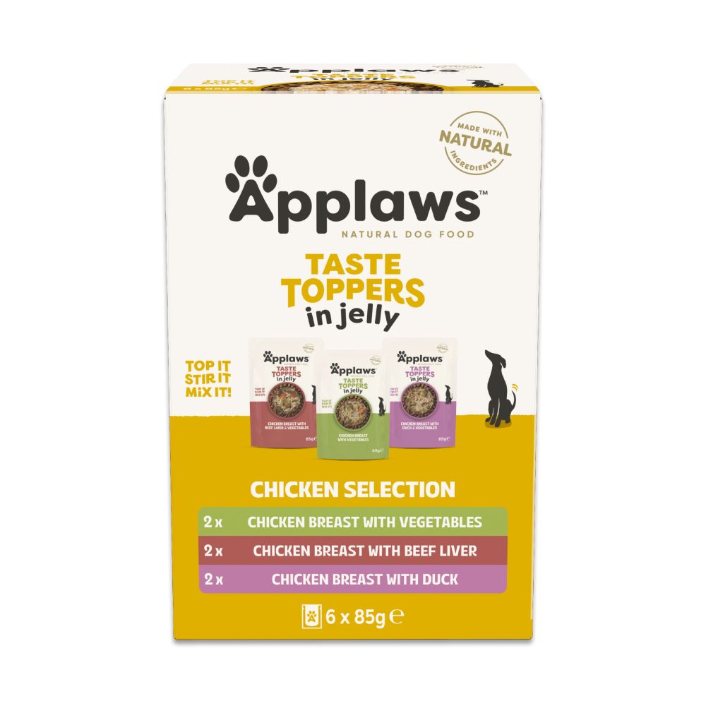 Applaws Taste Toppers Wet Dog Food Variety Selection in Jelly 6pk - 85g