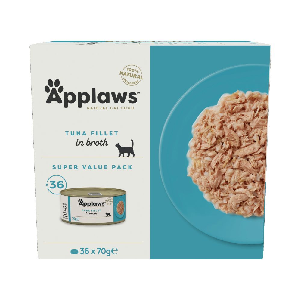 Applaws Tuna Fillet in Broth Super Value Pack 36pk - 70g