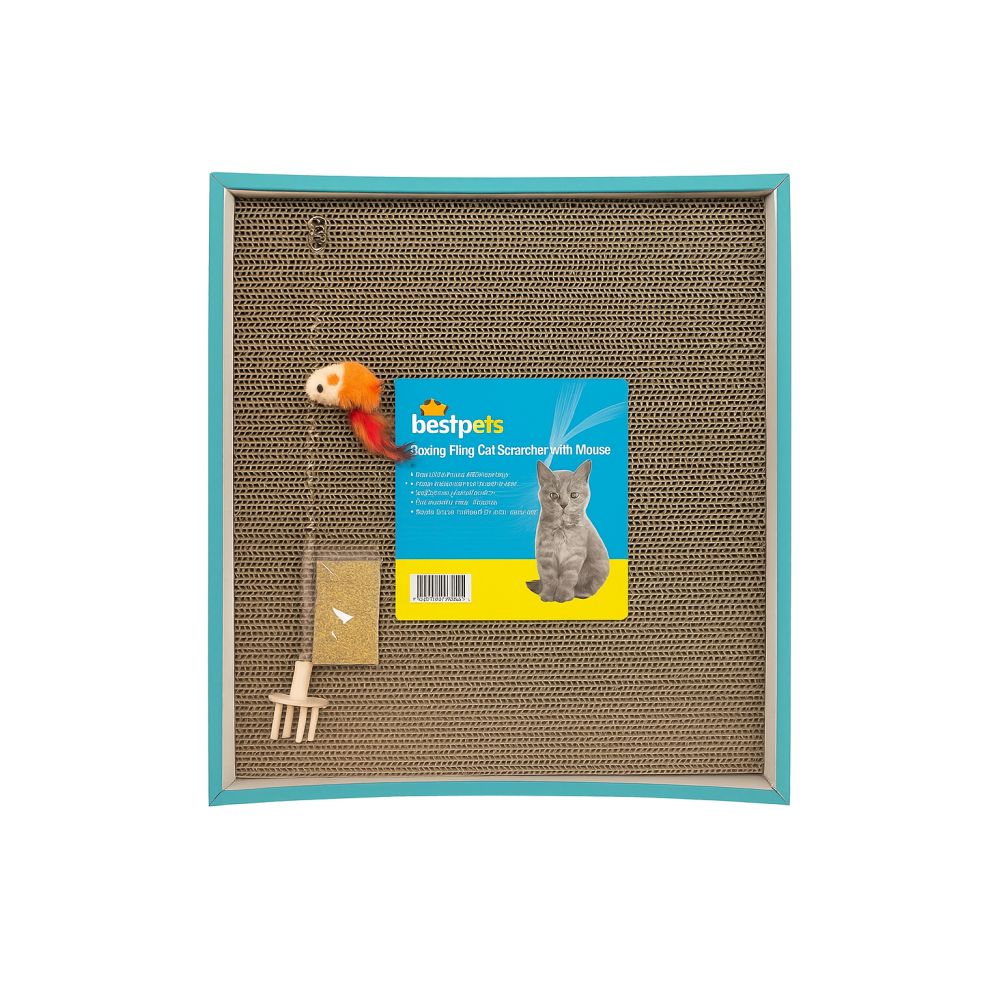 Bestpets Boxing Ring Cat Scratcher with Mouse and Catnip - her