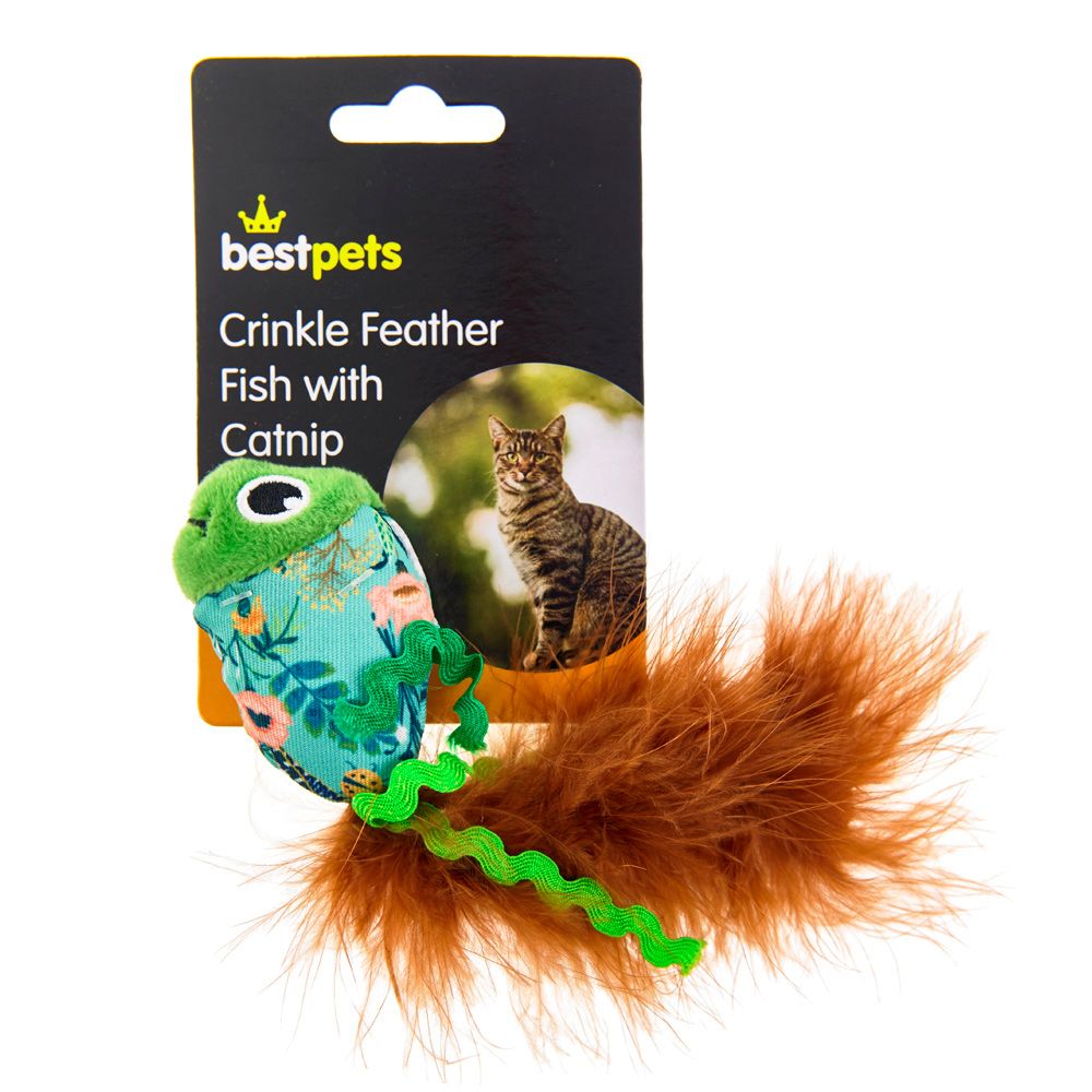 Bestpets Crinkle Feather Fish with Catnip