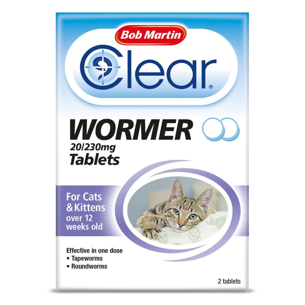 Bob Martin Clear 2in1 Wormer Tablets - Cats & Kittens - 2tabs