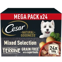 CESAR NATURAL GOODNESS Grain Free Adult Dog Food Mix Terrine 24 Pack - 100g