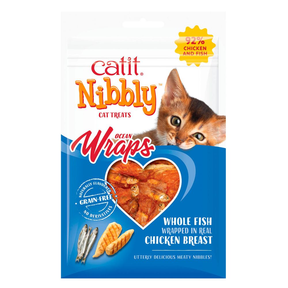 Catit Nibbly Wraps Chicken Wrapped Fish Treats - 30g