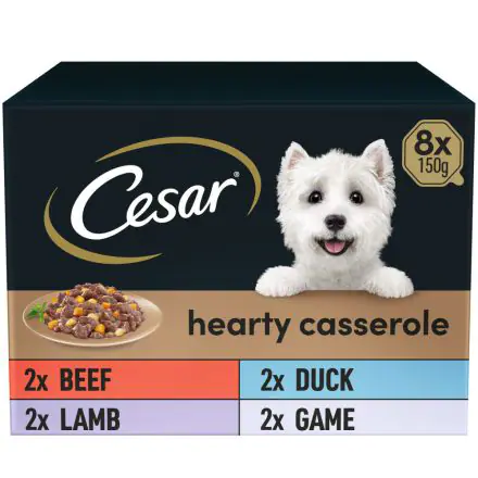 Cesar Hearty Casserole Adult Wet Dog Food Trays Mixed 8 x 150g - 150g