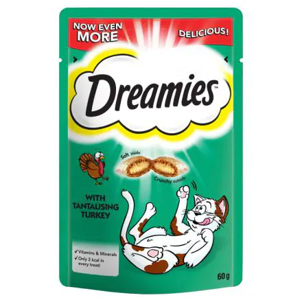 Dreamies Cat Treats with Tantalising Turkey - 60g, case of 8