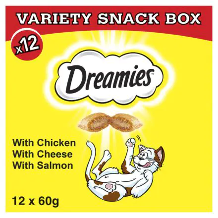 Dreamies Variety Snack Box Cat Treats with Chicken, Cheese & Salmon - 720g