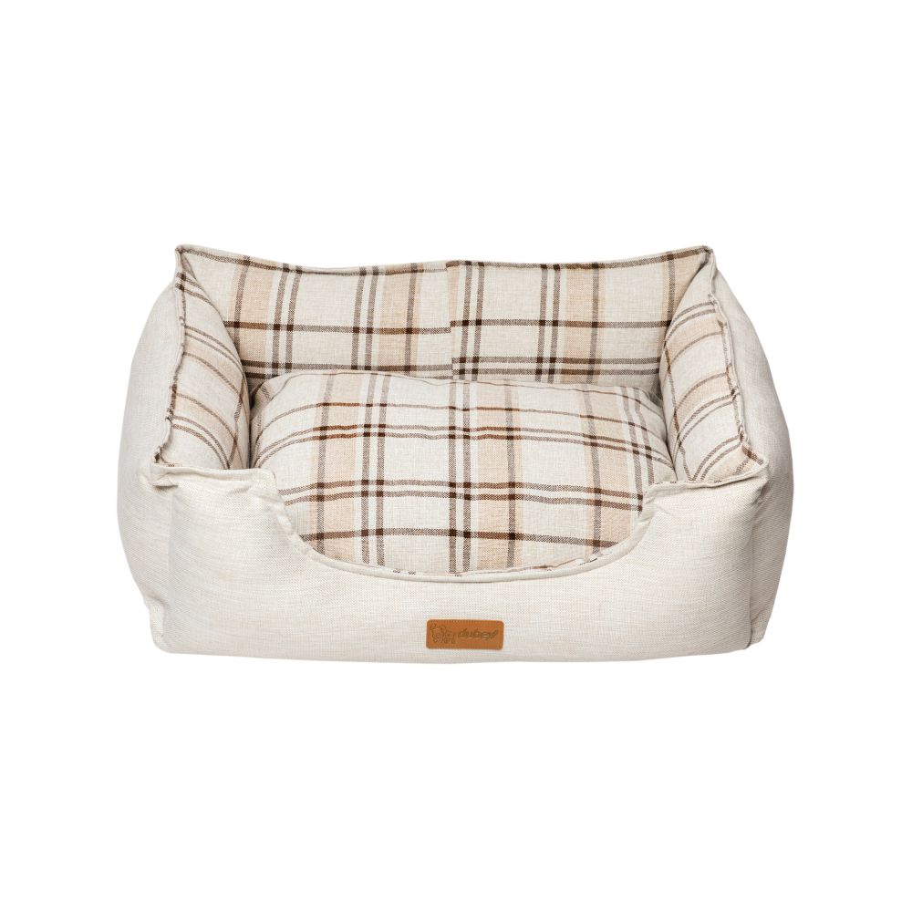 Dubex British Tartan Dog Bed Cream & Beige - Large