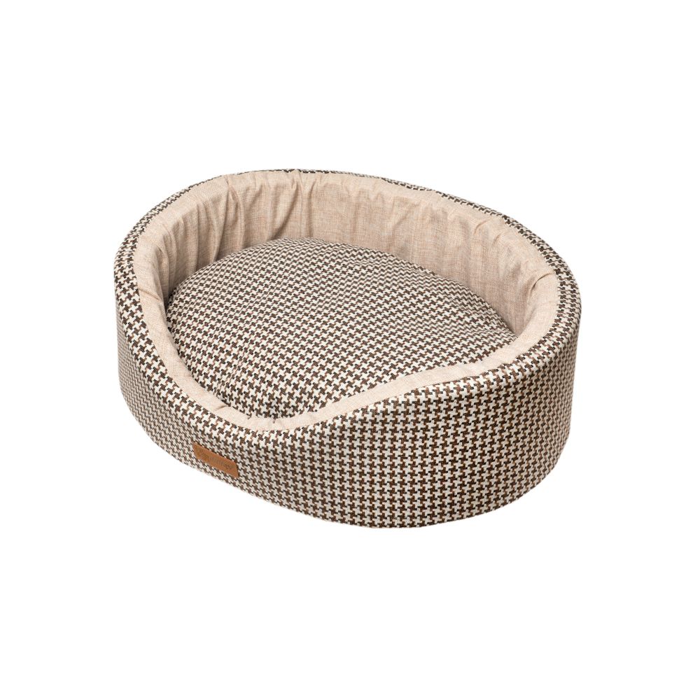 Dubex Parisian Goose Foot Check Brown Dog Bed - Large