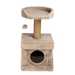Dubex Short Plush Platform & House Cat Scratcher Beige