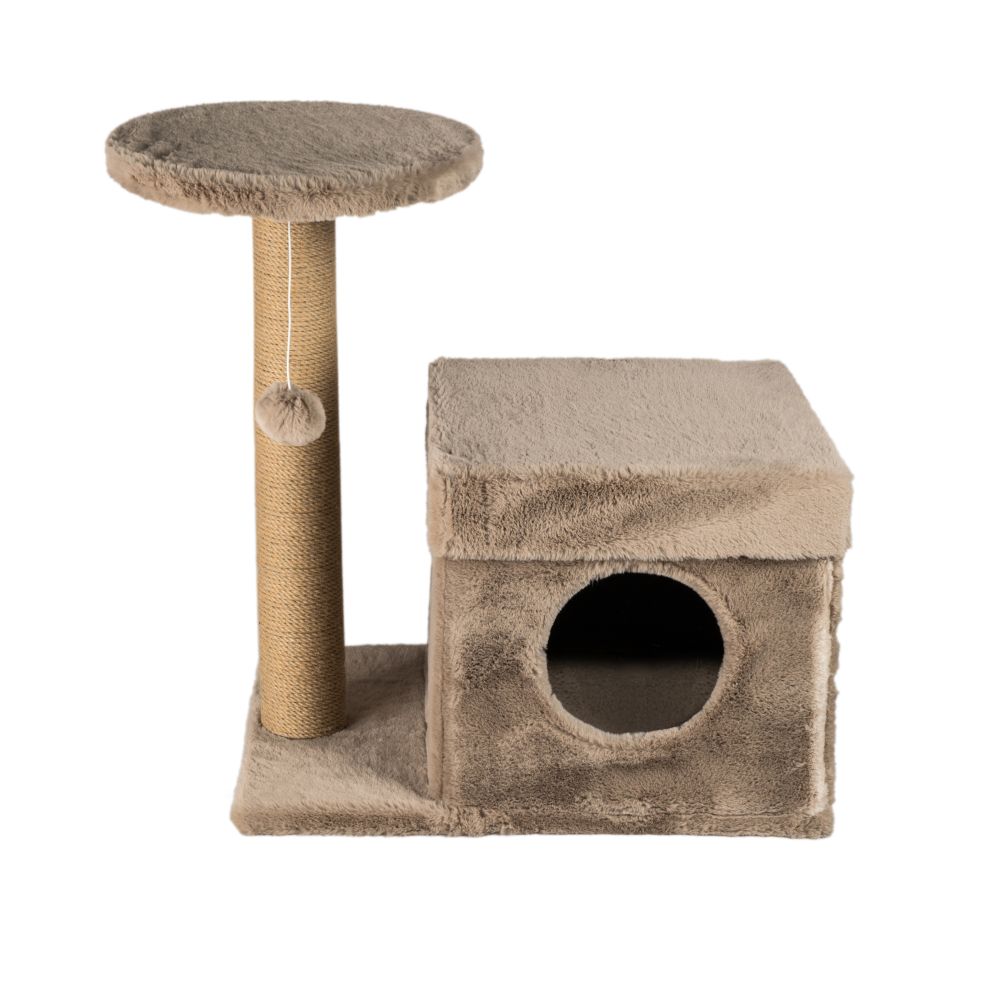 Dubex Short Plush Post & House Cat Scratcher Beige