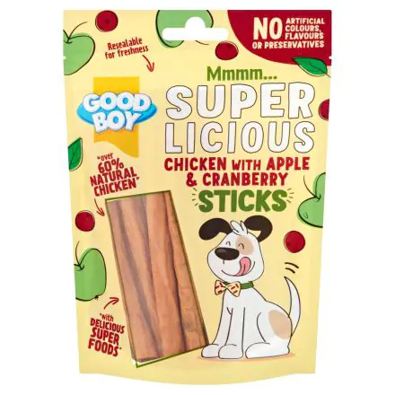 Good Boy Chicken with Apple & Cranberry Sticks - 100g