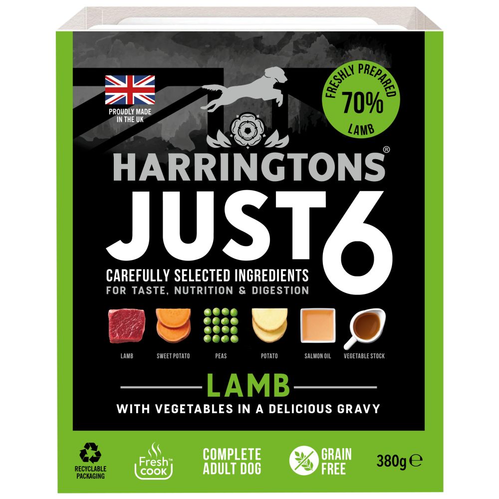 Buy Harringtons Just 6 Lamb 380g case of 8 Save with Heart Pet Supplies Free Same Day Local Delivery