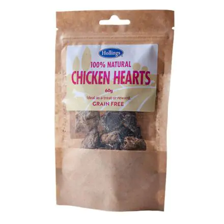 Hollings Natural Chicken Hearts - 60g