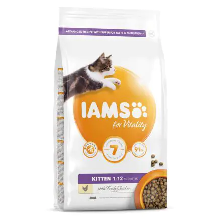 IAMS for Vitality Kitten Food with Fresh chicken Various Sizes