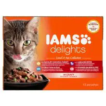 Iams Delights Cat Food Land & Sea Collection In Gravy 12x85g - 85g