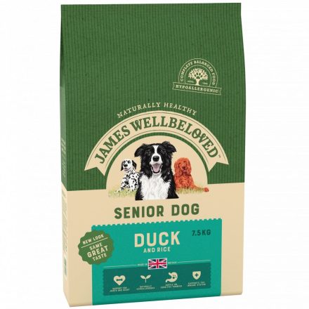 JAMES WELLBELOVED Duck & Rice Kibble Senior 7.5kg - 7.5kg