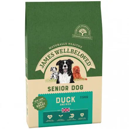 JAMES WELLBELOVED Duck & Rice Kibble Senior 7.5kg - 7.5kg