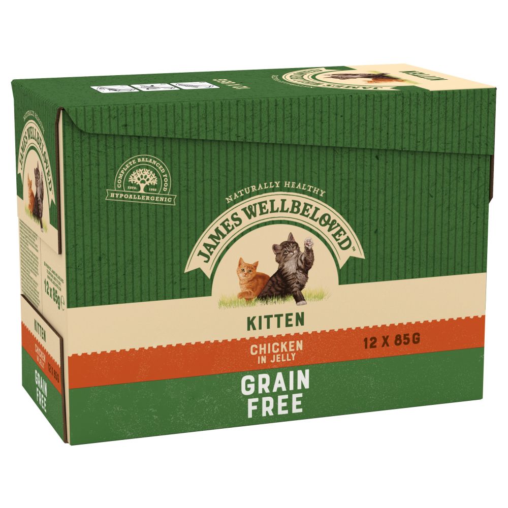 JAMES WELLBELOVED Kitten Grain Free Pouches with Chicken in Jelly 12x85g - 85g