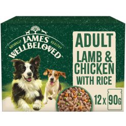 James Wellbeloved Adult Wet Dog Food Lamb,Chicken & Rice Gravy Pouch 12 Pack - 90g