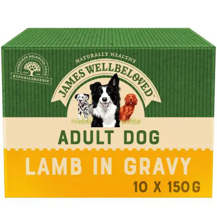 James Wellbeloved Adult Wet Dog Food Pouches Lamb in Gravy 10x150g - 150g