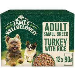 James Wellbeloved Adult Wet Dog Food Small Breed Turkey & Rice Pouch 12 Pack - 90g