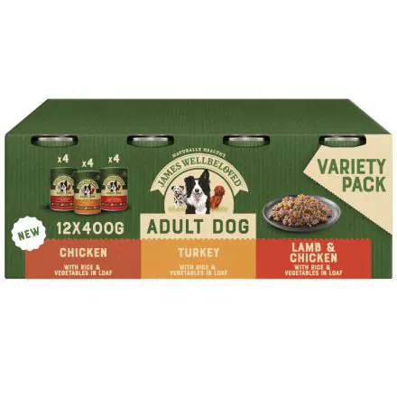 Buy James Wellbeloved Adult Wet Dog Food Tins Turkey Lamb Chicken in Loaf 12 x 400g 400g Save with Heart Pet Supplies Free Same Day Local Delivery