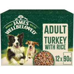 James Wellbeloved Adult Wet Dog Food Turkey & Rice Mega Pack Pouch 12 Pack - 90g