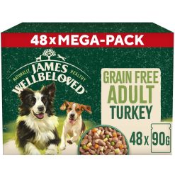 James Wellbeloved Adult Wet Dog Food Turkey & Rice Mega Pack Pouch 48 Pack - 90g