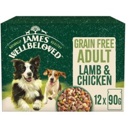 James Wellbeloved Grain Free Adult Wet Dog Food Lamb & Chicken Pouch 12 Pack - 90g