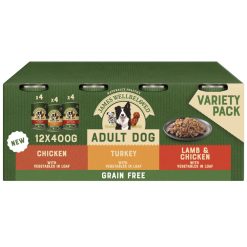 James Wellbeloved Grain Free Adult Wet Dog Food Tins Turkey, Lamb & Chicken in Loaf 12 x 4 - 400g