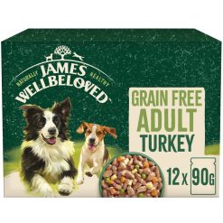 James Wellbeloved Grain Free Adult Wet Dog Food Turkey Gravy Pouch 12 Pack - 90g