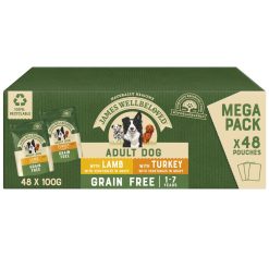 James Wellbeloved Grain Free Dog Food Pouch Turkey & Lamb in Gravy 48x100g - 100g