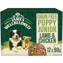 James Wellbeloved Grain Free Puppy Wet Food Lamb,Chicken Gravy Pouch 12 Pack - 90g