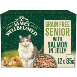 James Wellbeloved Grain Free Senior 7+ Cat Food Pouches Salmon in Jelly 12 Pack - 85g