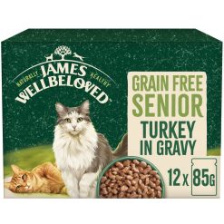 James Wellbeloved Grain Free Senior Wet Cat Food Turkey in Gravy Pouch 12 Pack - 85g