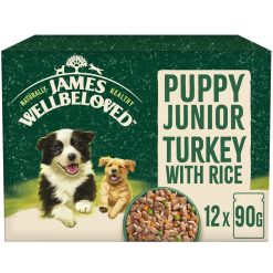James Wellbeloved Puppy Wet Dog Food Turkey & Rice in Gravy Pouch 12 Pack - 90g