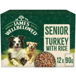 James Wellbeloved Senior Wet Dog Food Turkey and Rice in Gravy Pouch 12 Pack - 90g