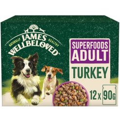 James Wellbeloved Superfoods Adult Wet Dog Food Turkey Gravy Pouch 12 Pack - 90g