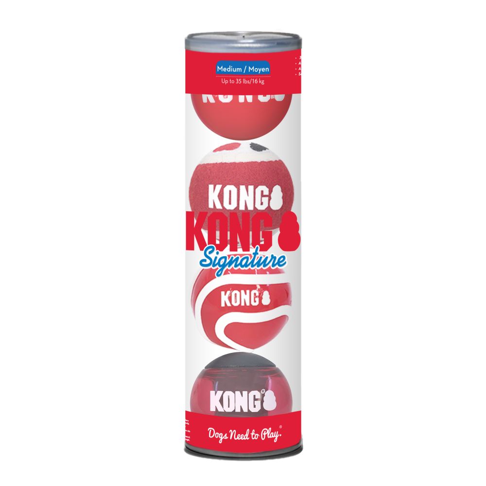 KONG Signature Balls 4pk - Medium