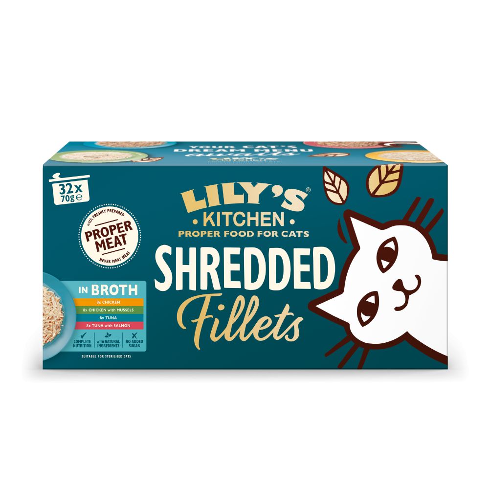 Lily's Kitchen Shredded Fillets in Broth Tins Multipack 32pk - 70g