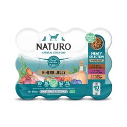 Naturo Adult Dog Meat Chunks in Herb Jelly 12pk - 390g