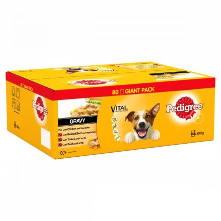 PEDIGREE Dog Pouches Mixed Selection in Gravy 80x100g Mega Pack - 100g