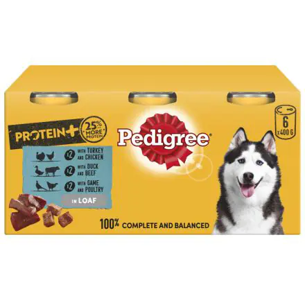 PEDIGREE Protein Plus Dog Tins Mixed Selection in Loaf 6pk - 400g