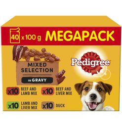 Pedigree Adult Wet Dog Food Pouches Mixed in Gravy Mega Pack 40 x 100g - 100g