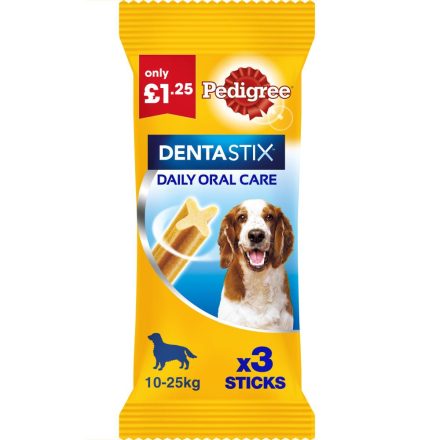 Pedigree DentaStix Daily Dental Chews Medium Dog Treats 3 Stick (MPP £1.25) - 3stk, case of 18