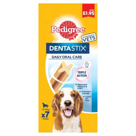 Pedigree Dentastix Daily Adult Medium Dog Treats & Dental Chews PMP £1.95 - 7stk, case of 5