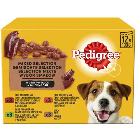 Pedigree Wet Dog Food Pouches Beef, Liver and Vegetables in Gravy 12 x 100g - 100g