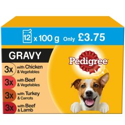 Pedigree Wet Dog Food Pouches Mixed Selection in Gravy 12x100g PMP (£3.75) - 100g